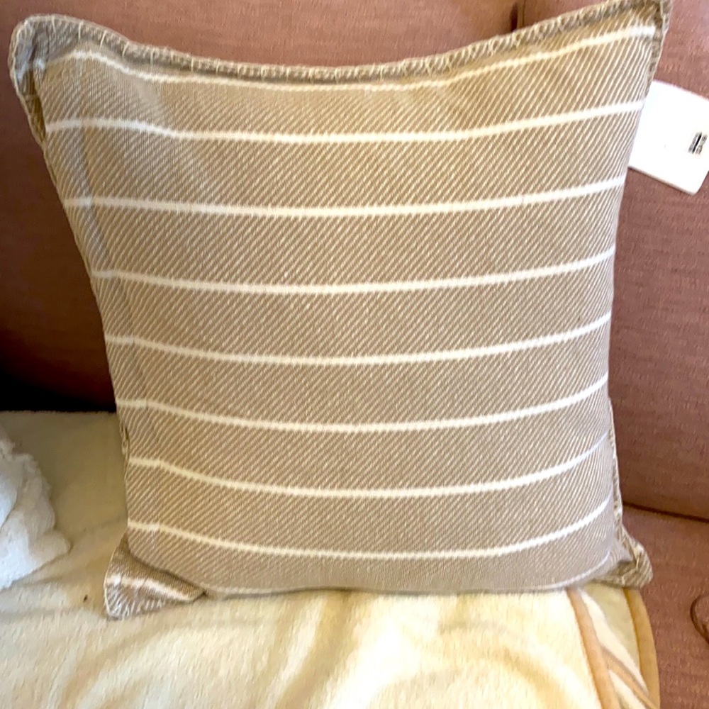 Two NWT Beige Stripe Pillows